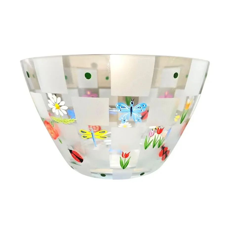 Lenox Natures Splendor Hand Painted Salad Bowl Floral Butterfly Romania NIB VTG